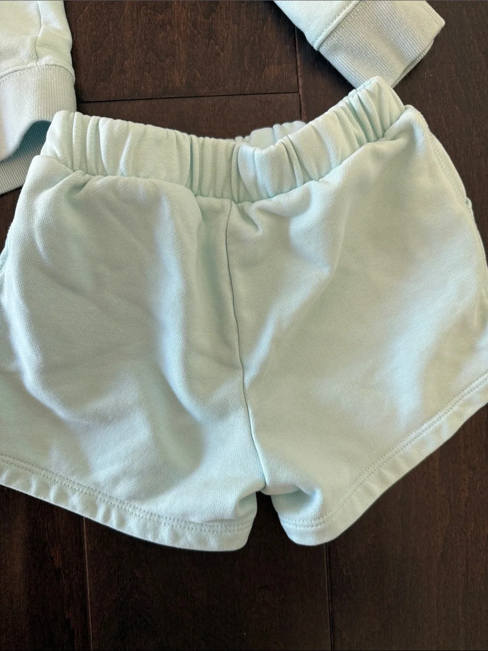 Gap Disney Mint Hoodie with Minnie Pink Bow & Mickey Graphic and matching shorts